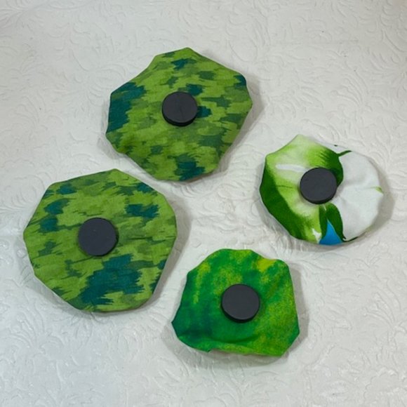 Set of 4 Handmade Fabric Flower Unique Magnets Fridge Office Locker NEW 2.5" - Picture 2 of 8